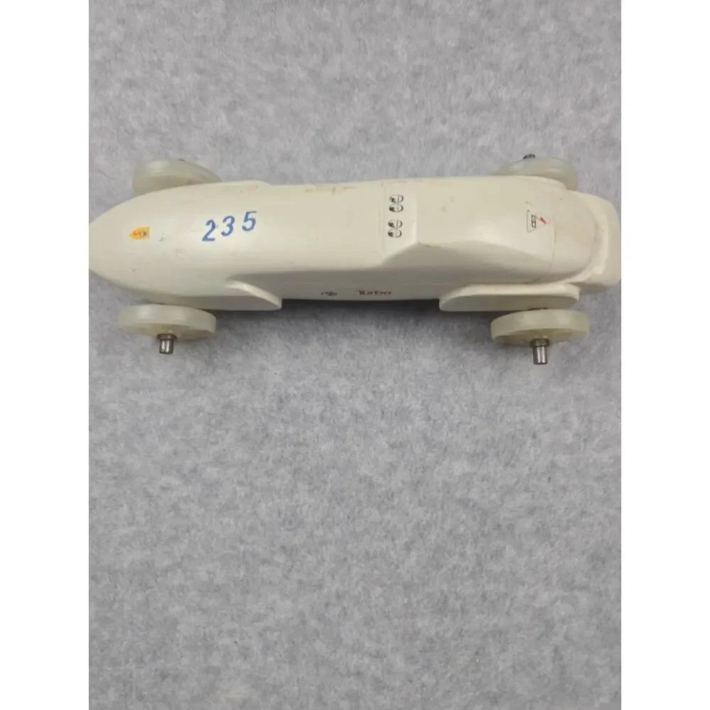 Vintage Pinewood Derby Car Custom White Streamliner Race Car #235 Awana